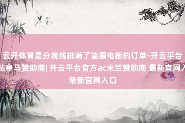 云开体育是分娩线排满了能源电板的订单-开云平台网站皇马赞助商| 开云平台官方ac米兰赞助商 最新官网入口